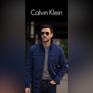 Calvin Klein Jacket with Hood Size M Navy Blue